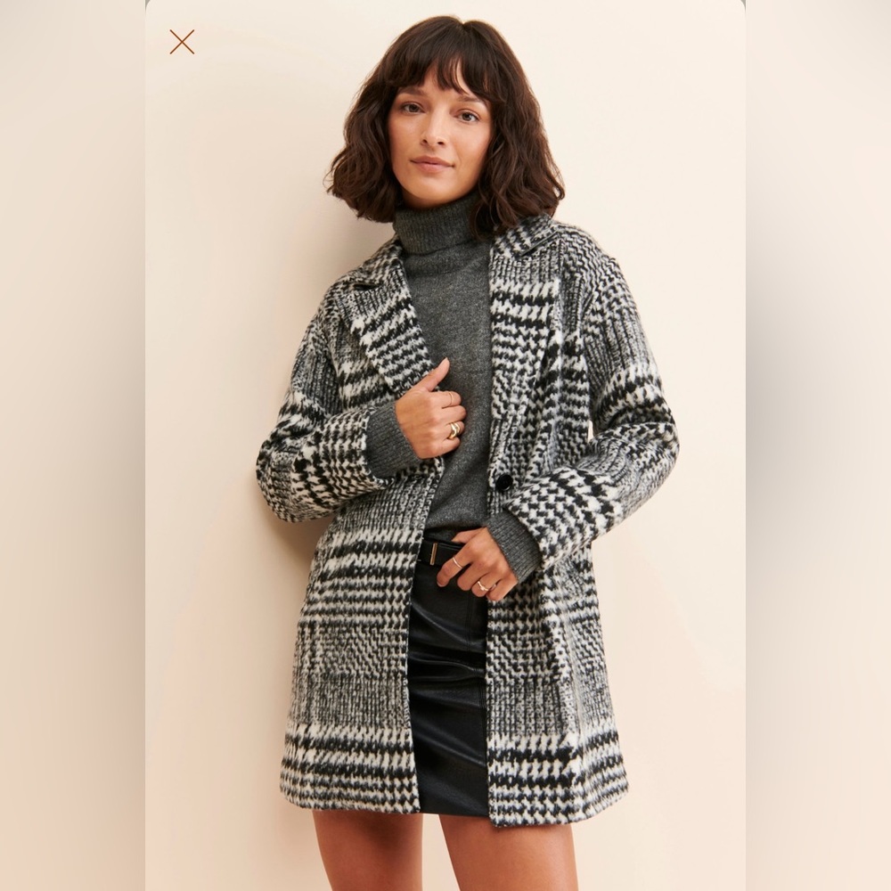 Greylin Brushed Houndstooth Overcoat | Size XS | Anthropologie